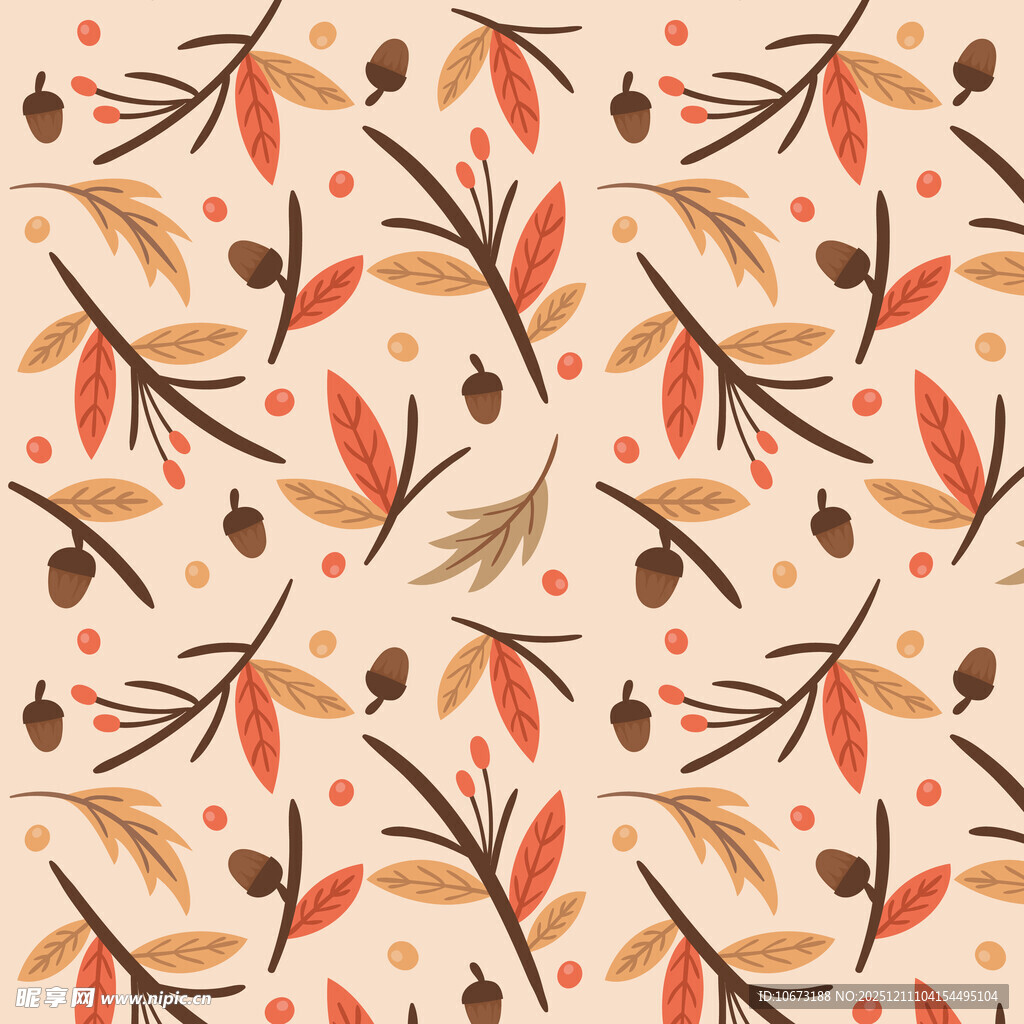 秋季树叶花卉图案背景