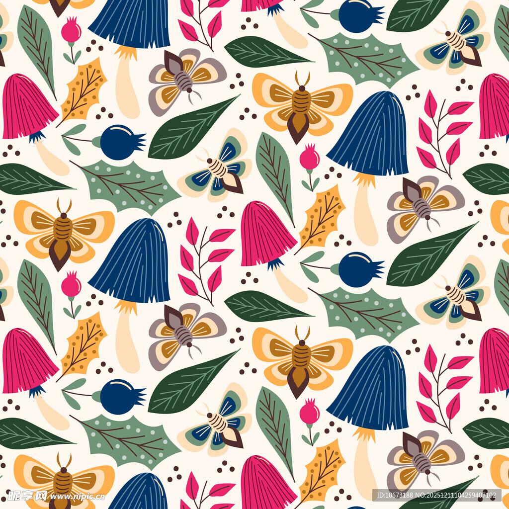 多彩植物花卉图案背景