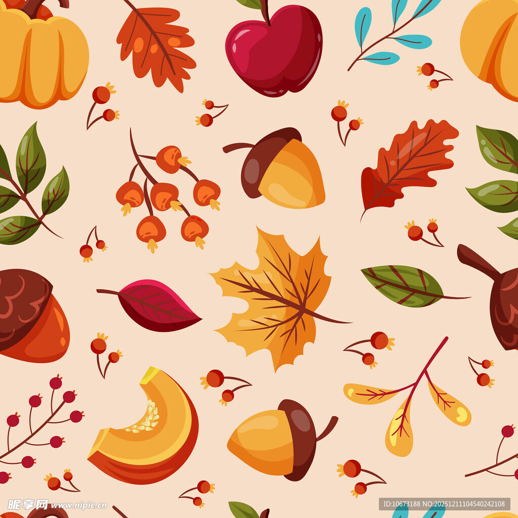 秋季元素无缝图案背景