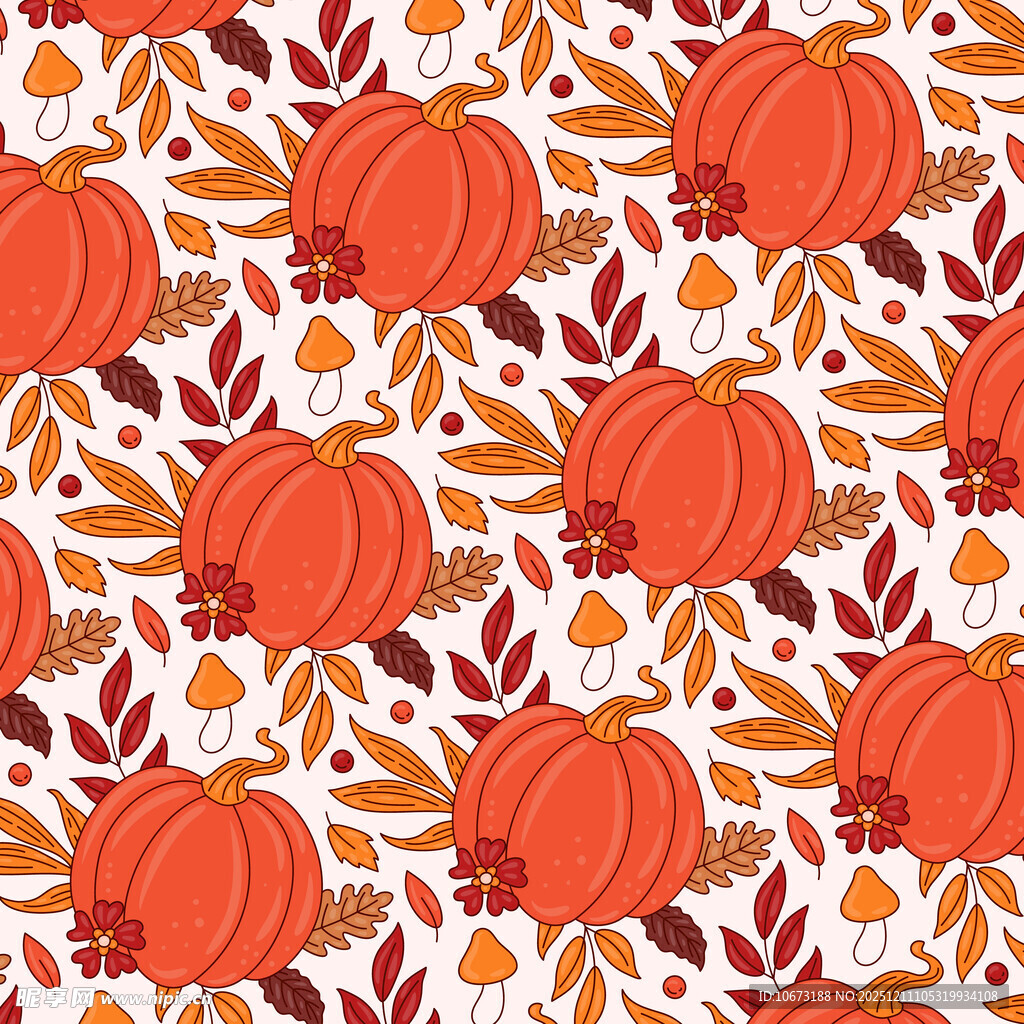 秋季南瓜树叶图案背景