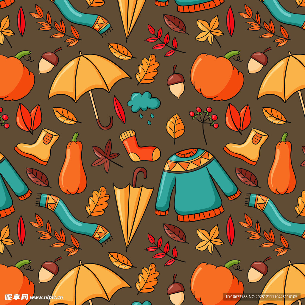 秋季元素无缝图案设计