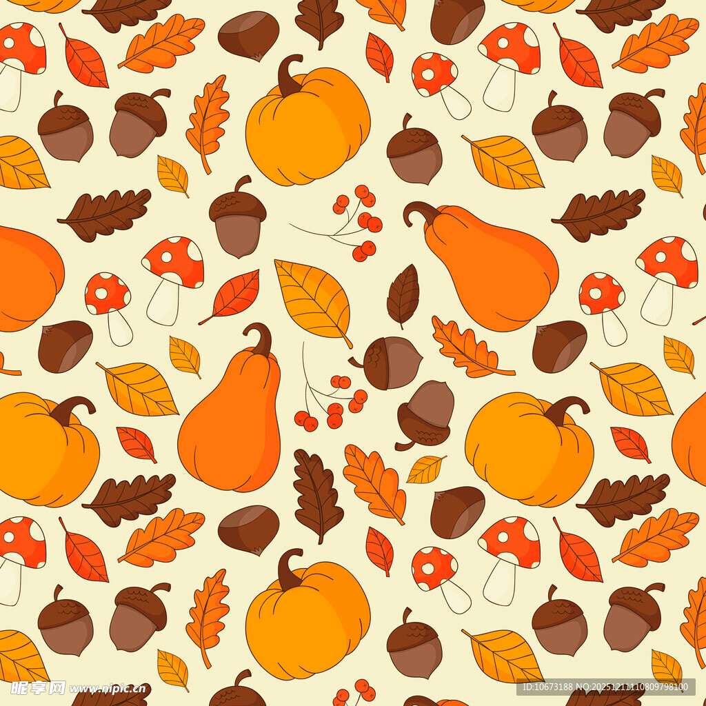 秋季水果树叶图案背景