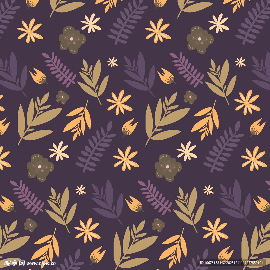 紫色背景植物图案纹理