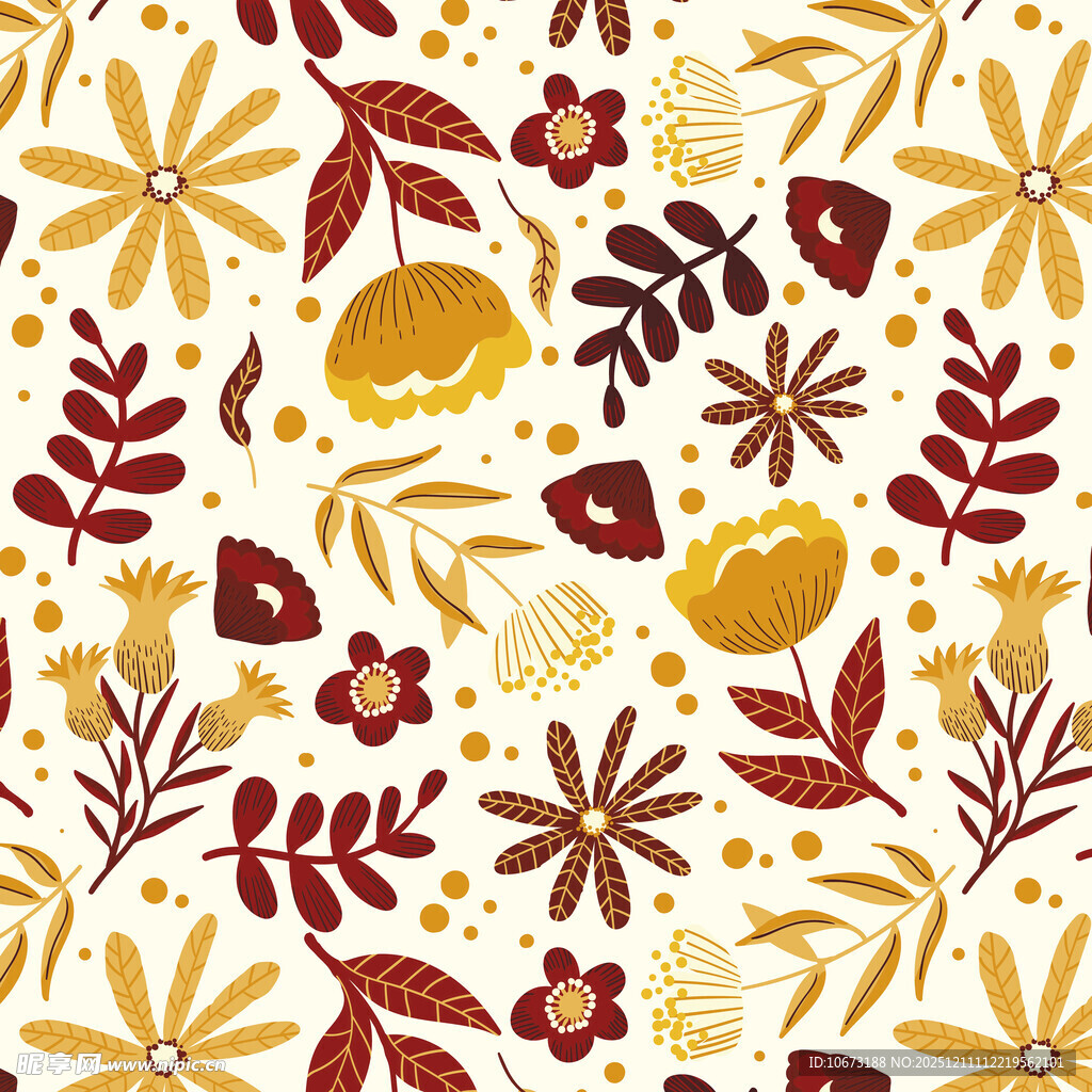 秋季花卉植物图案设计