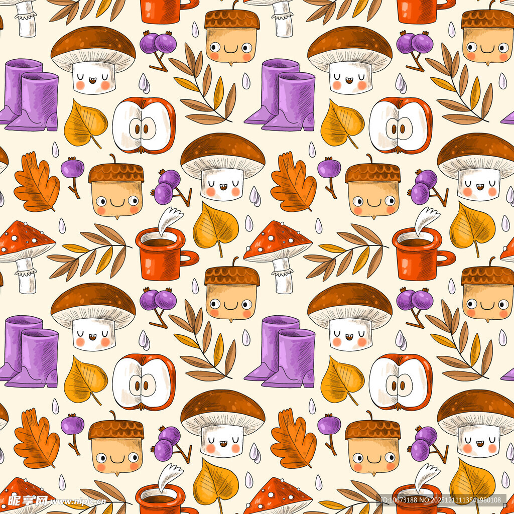 秋季卡通图案背景图