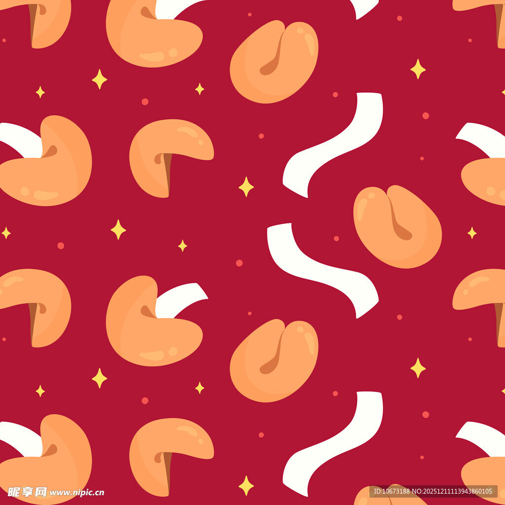 红色背景幸运饼干图案