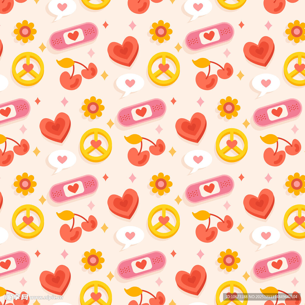 爱心花朵图案的可爱背景