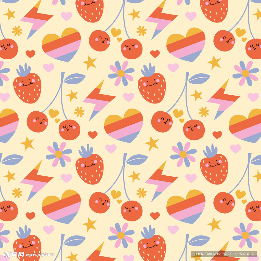 甜美水果爱心图案背景