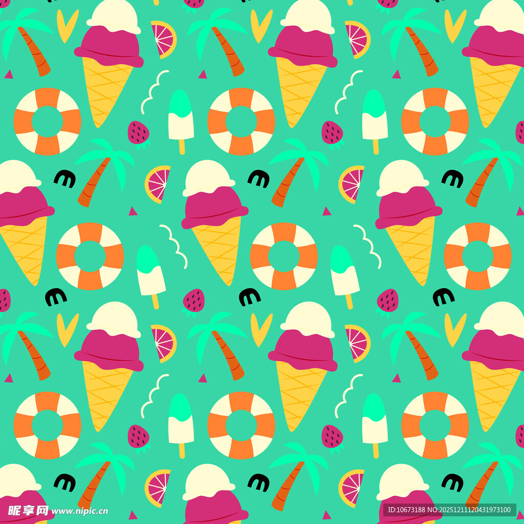 夏日冰淇淋图案背景