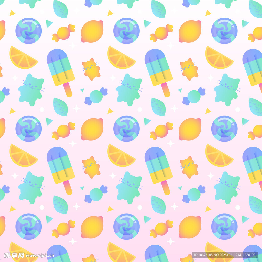 夏日缤纷水果冰淇淋图案