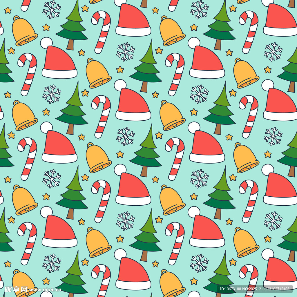 圣诞元素无缝图案背景