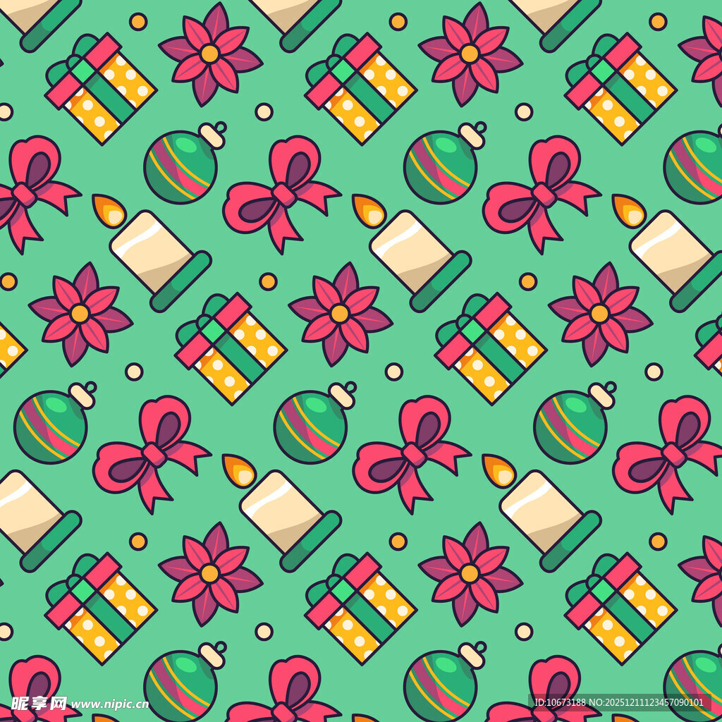 圣诞礼物图案无缝背景图