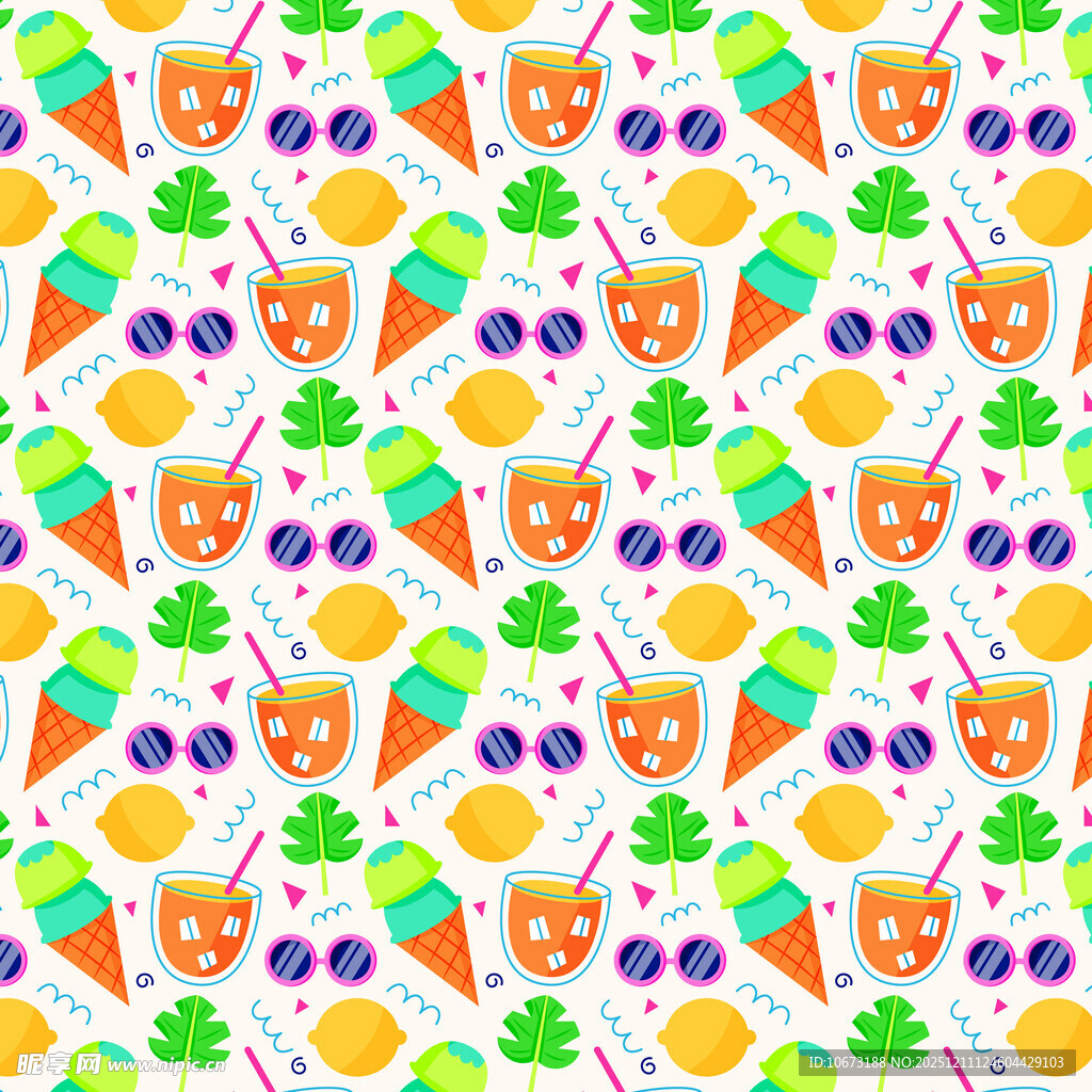 夏日缤纷水果图案背景