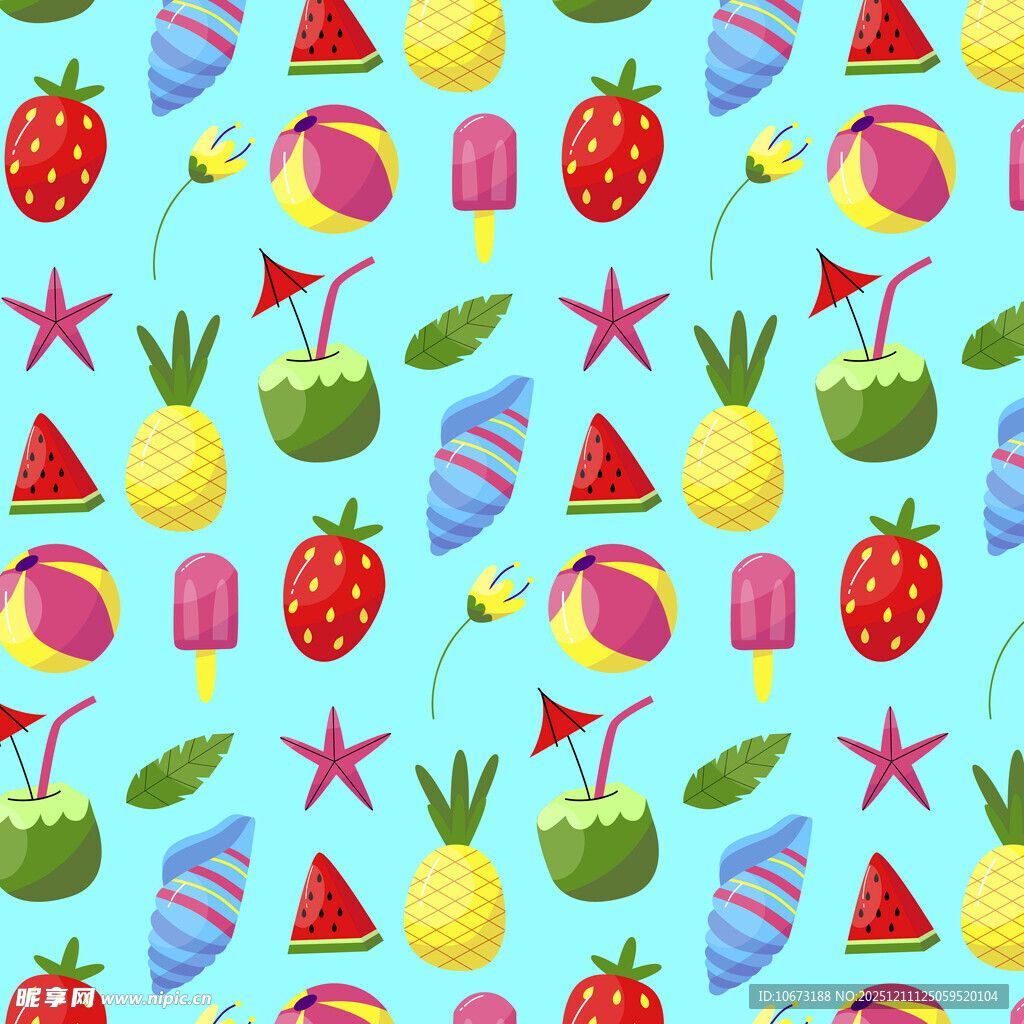 夏日水果冰淇淋图案背景