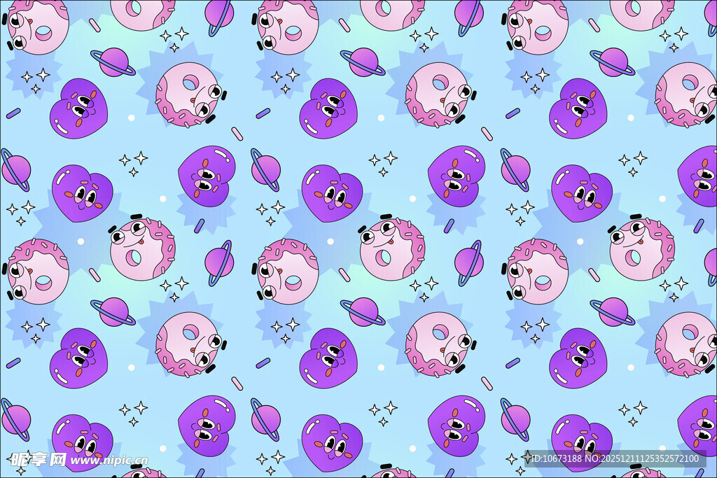 可爱卡通图案的蓝色背景