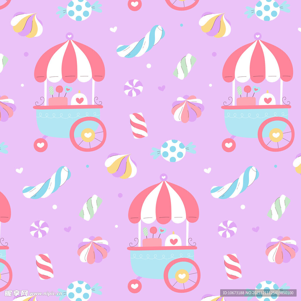 紫色背景的糖果车图案