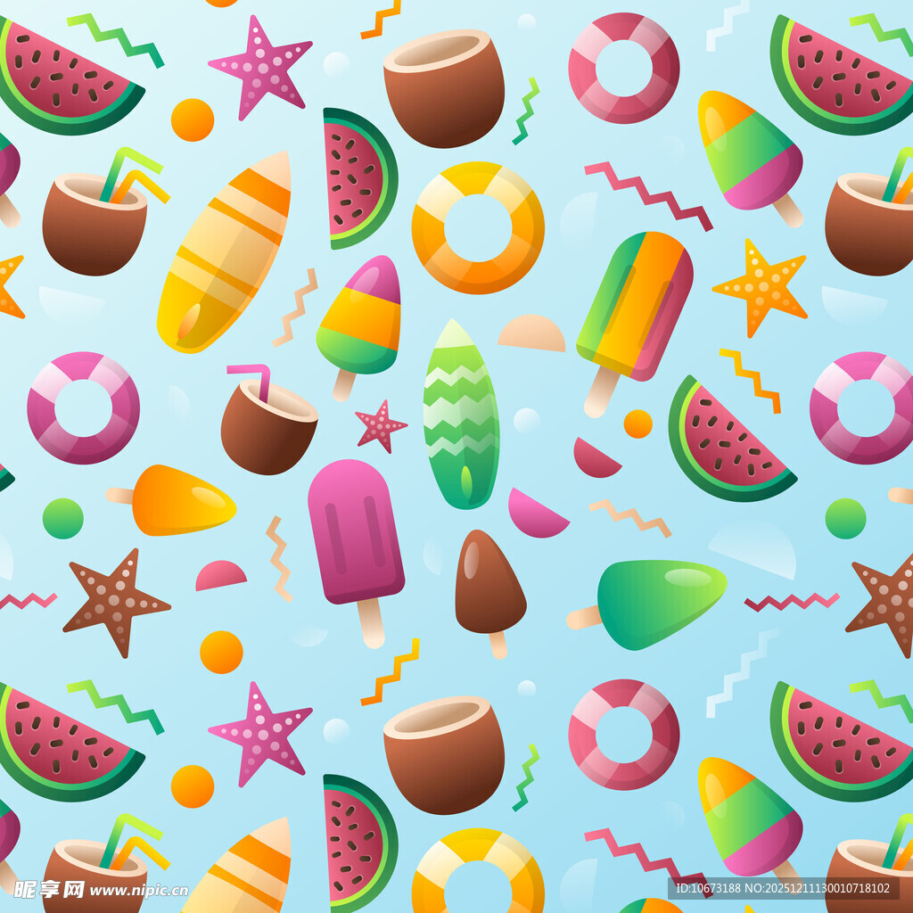 夏日缤纷甜品水果图案