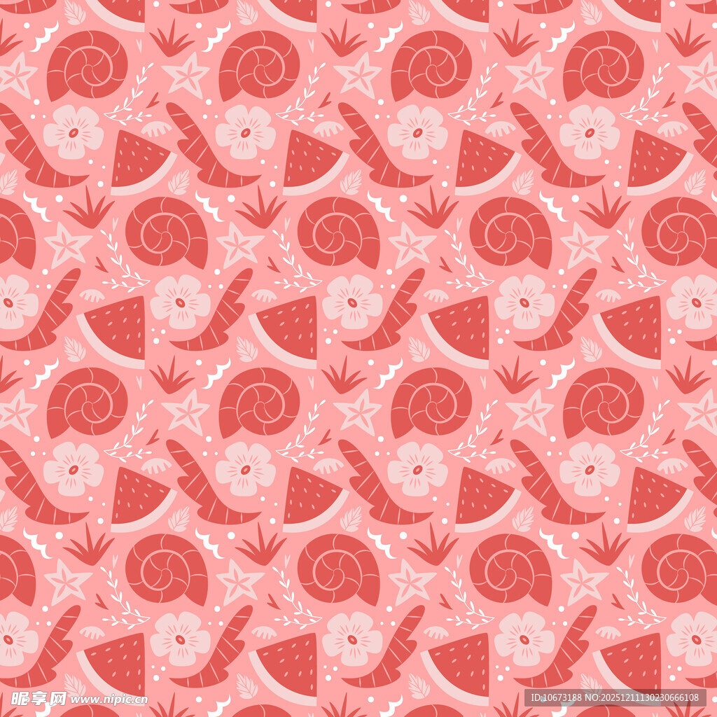 粉色卡通图案无缝背景图