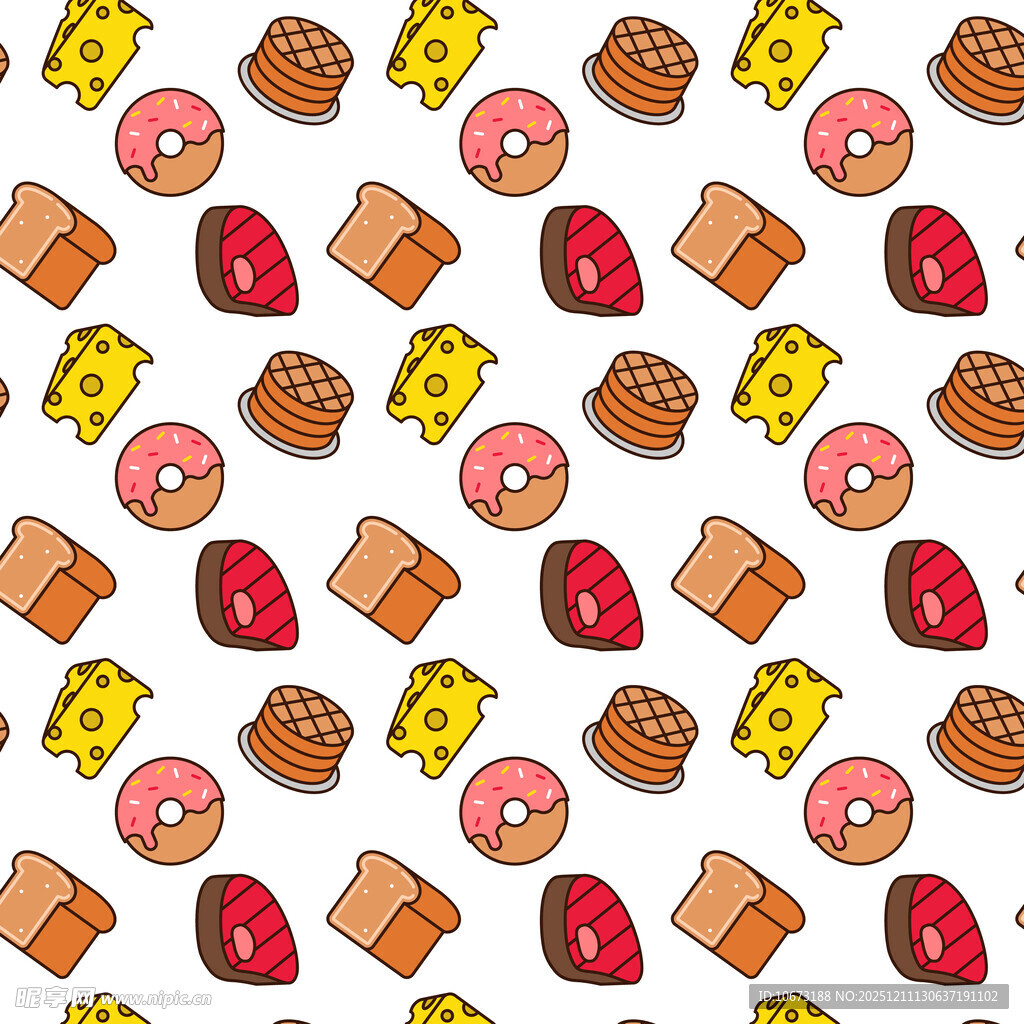 多彩美味糕点无缝图案