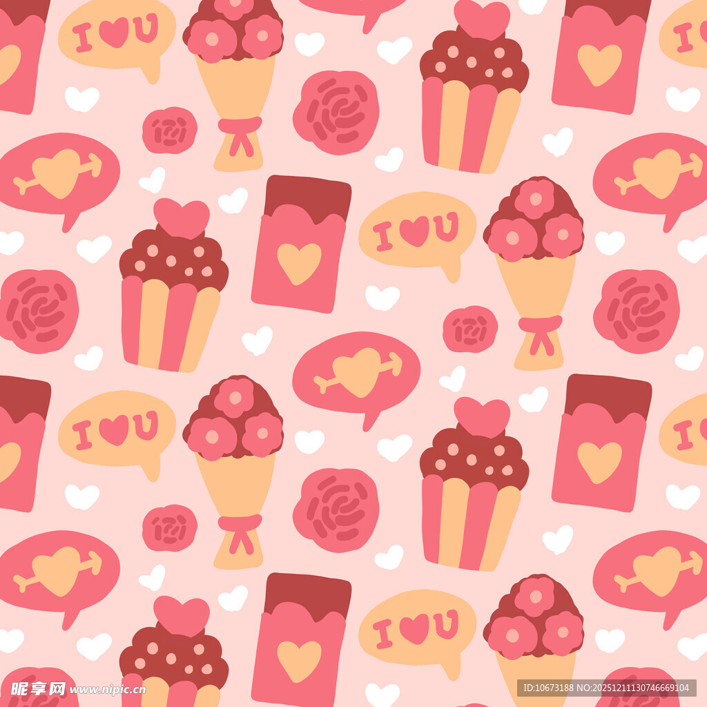 浪漫爱心甜点图案背景