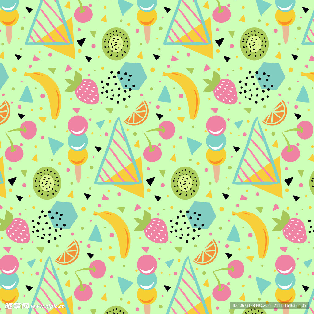 缤纷夏日甜点图案背景