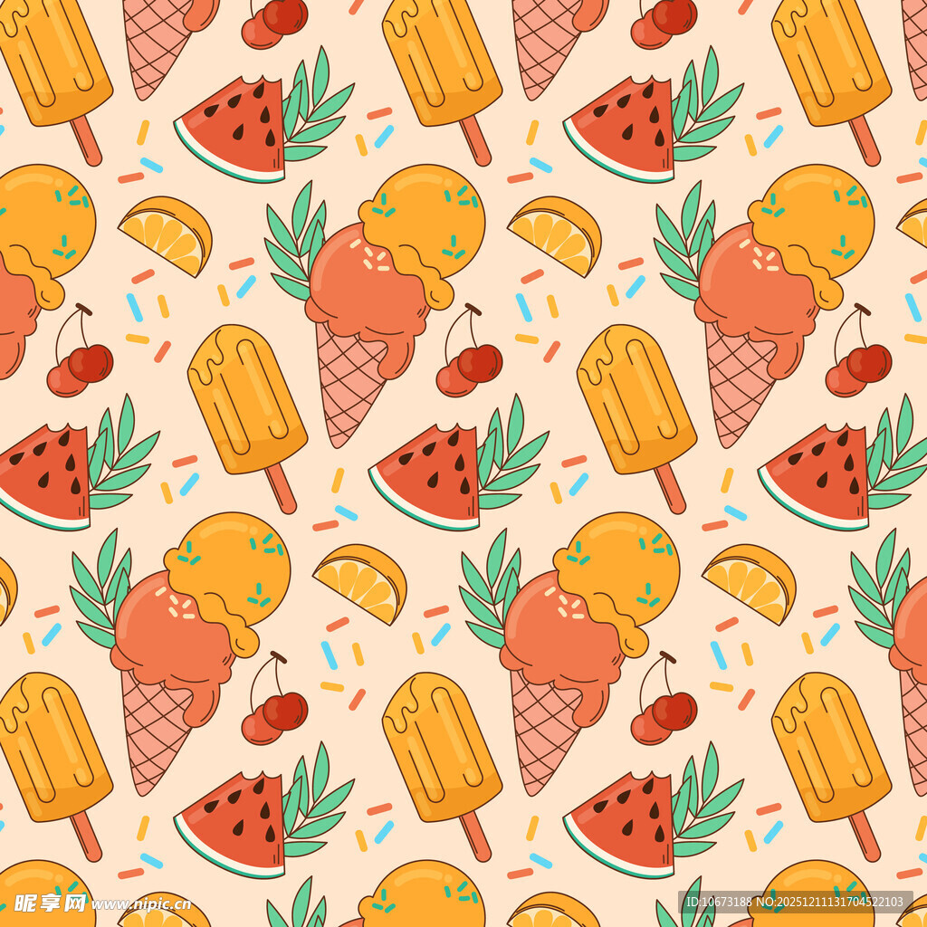夏日水果冰淇淋图案背景