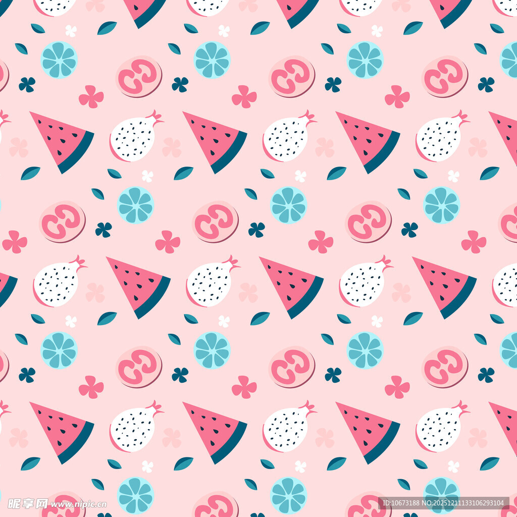 夏日水果花卉图案背景