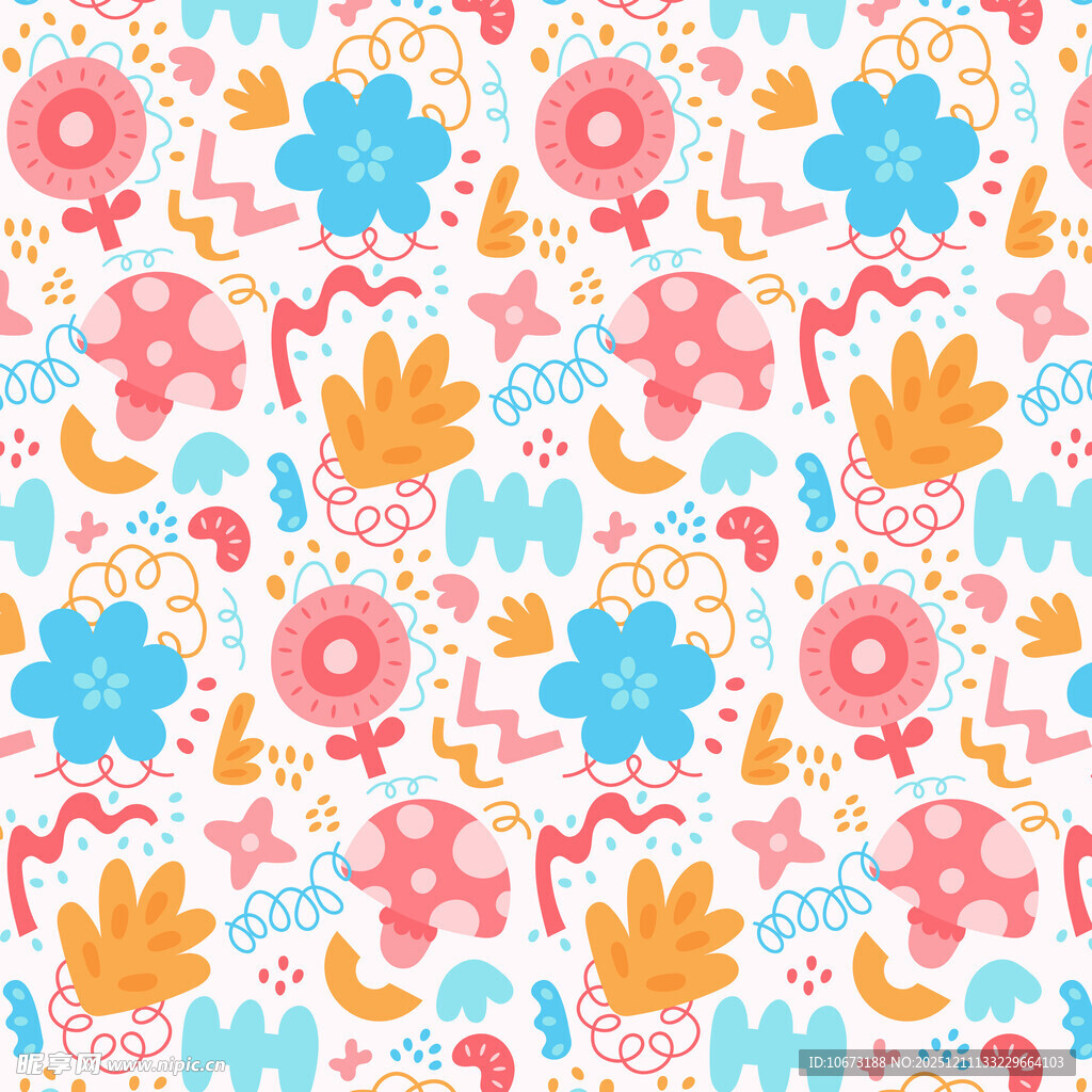 多彩花卉几何图案背景