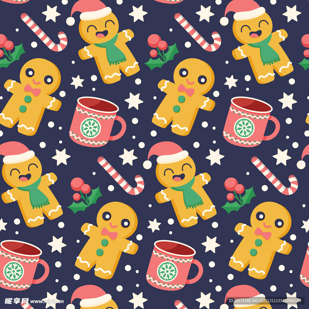 圣诞姜饼人图案背景