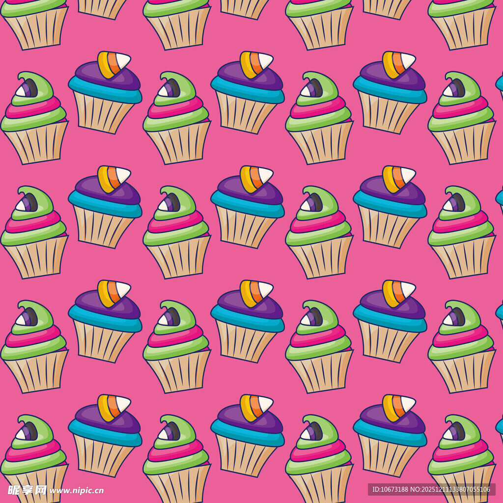 粉色背景纸杯蛋糕图案