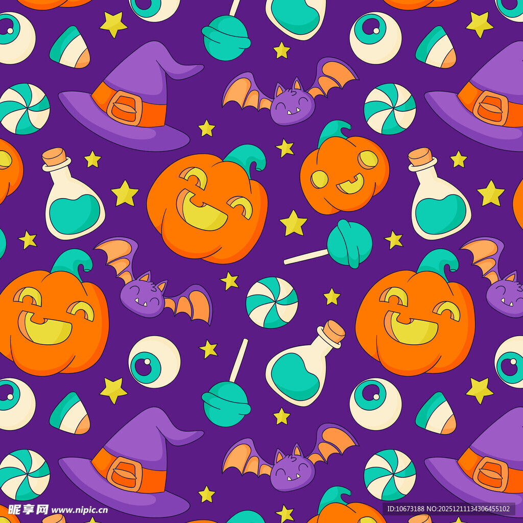 紫色万圣节元素图案背景