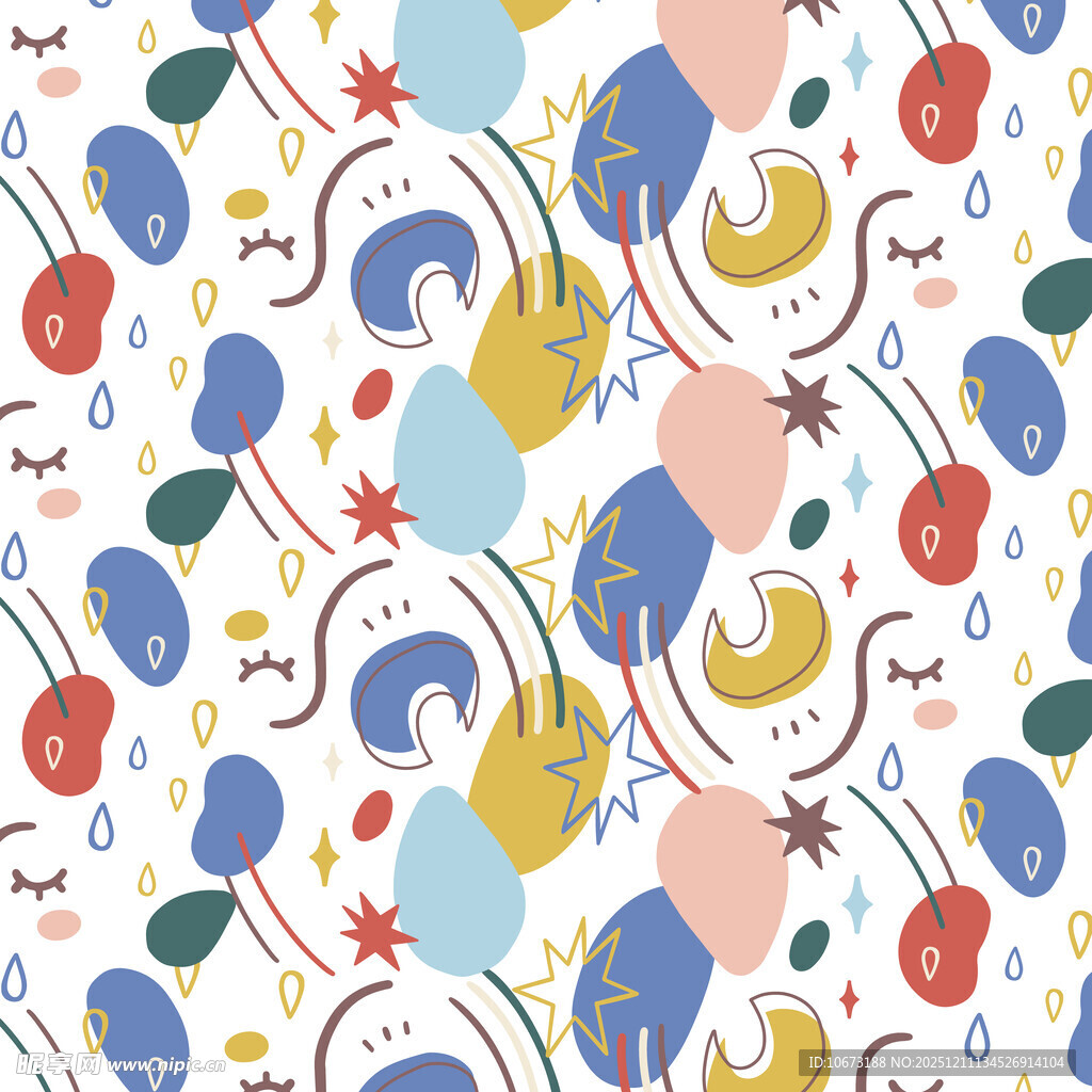 多彩卡通图案无缝背景