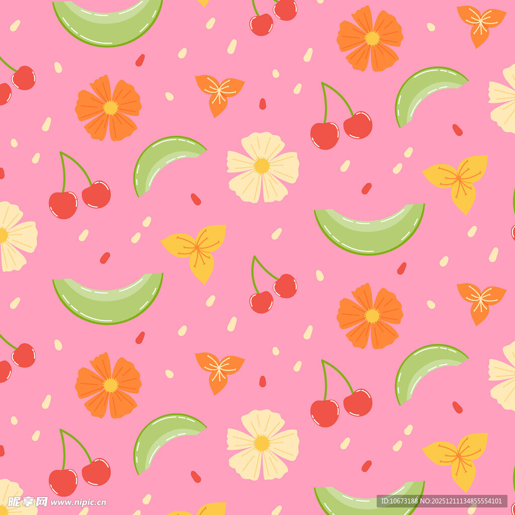 粉色水果花卉图案背景