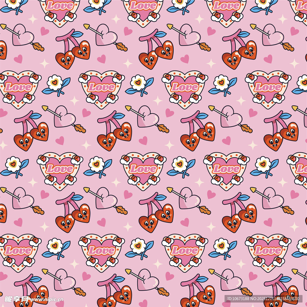粉色卡通图案无缝背景