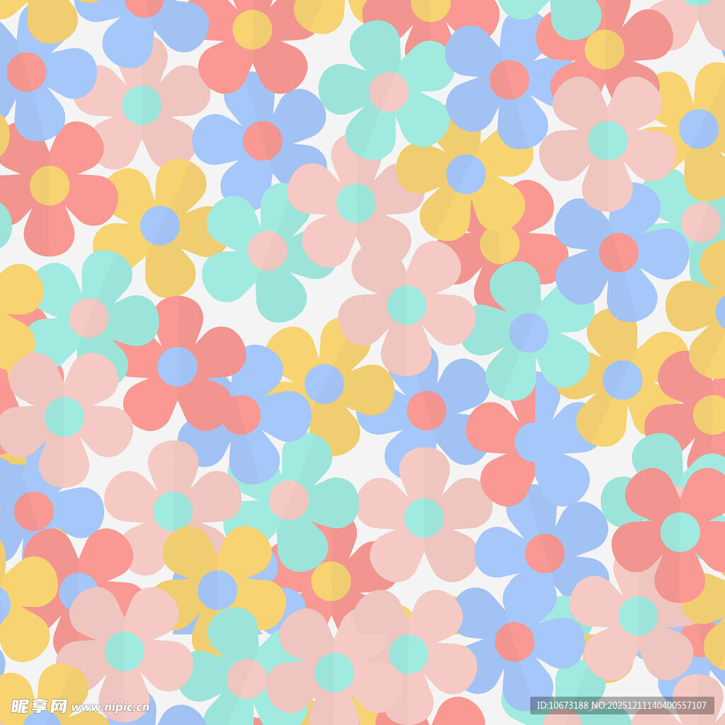 多彩花卉无缝图案背景