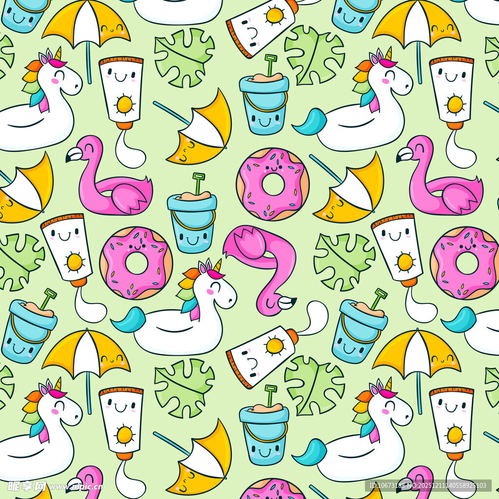 夏日清凉卡通图案背景