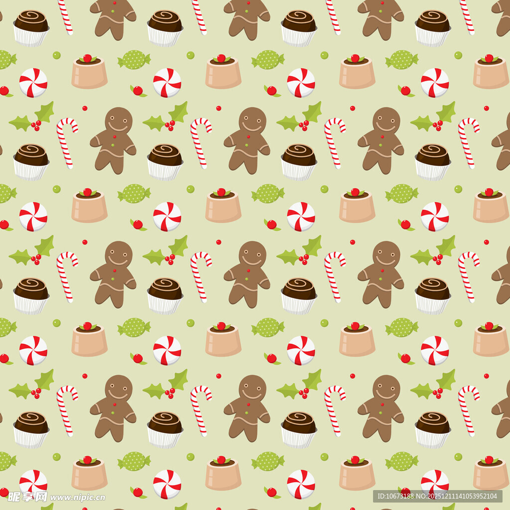 姜饼人图案的可爱背景图