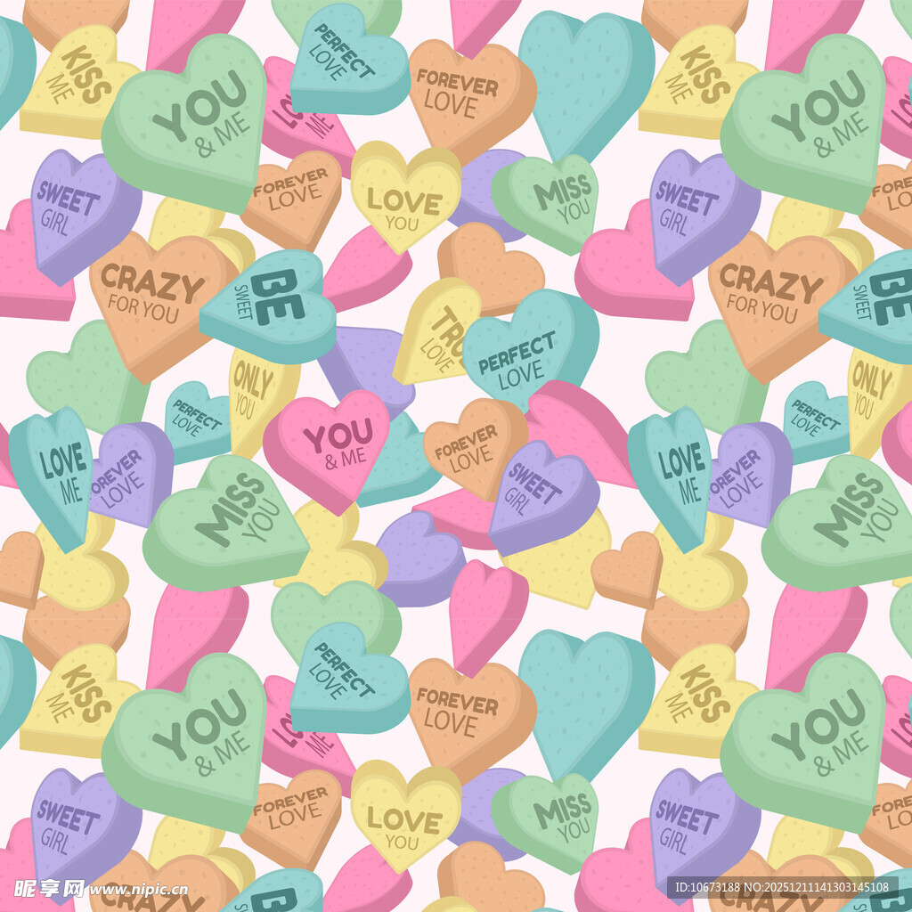 多彩爱心糖果图案背景