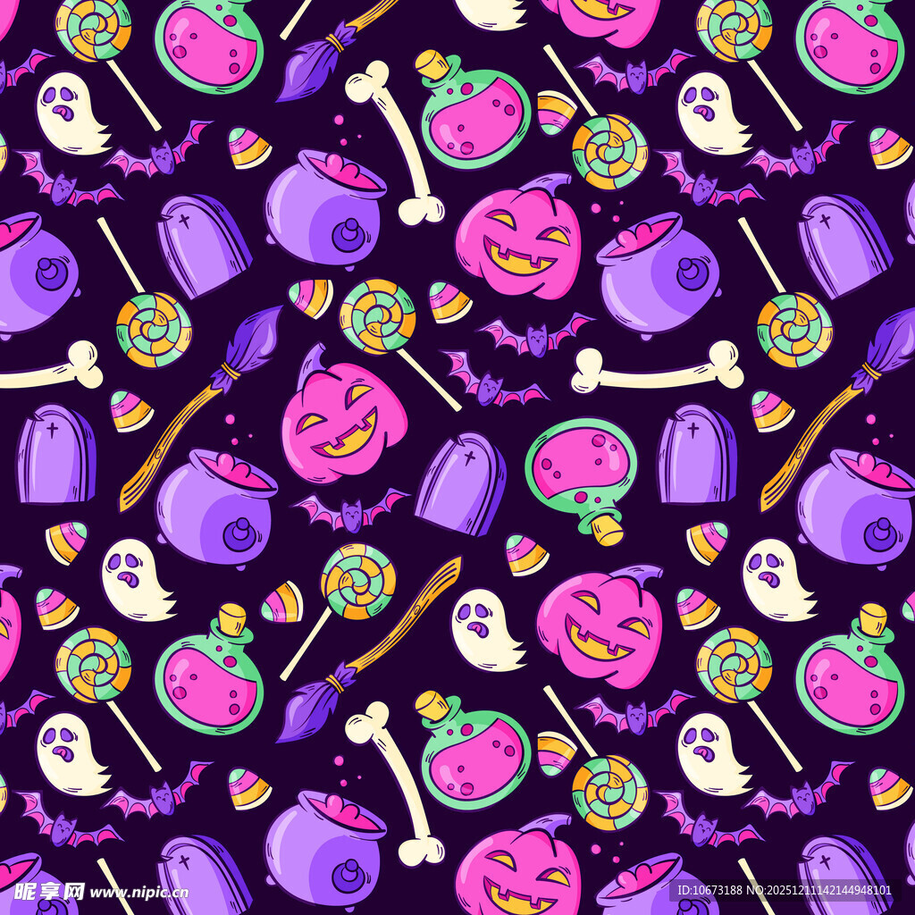 万圣节糖果鬼怪图案背景