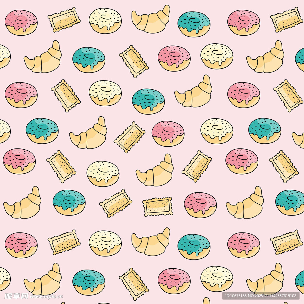 可爱甜点无缝图案背景