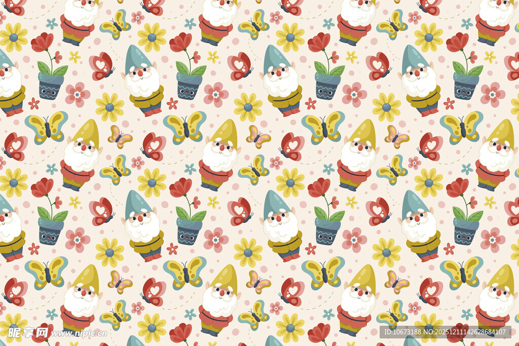 多彩小鸟花卉图案背景