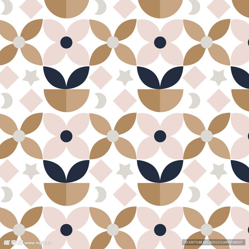 几何花卉图案无缝背景