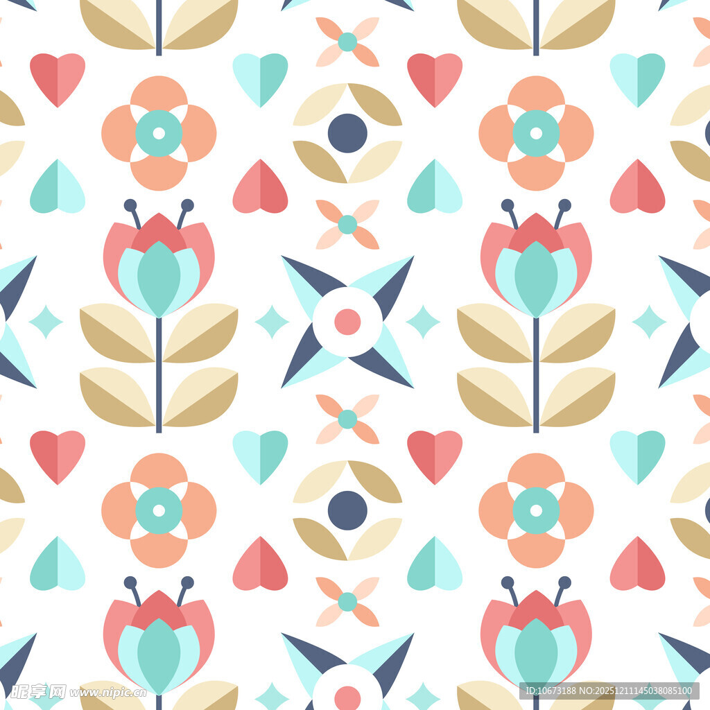 几何花卉图案无缝背景