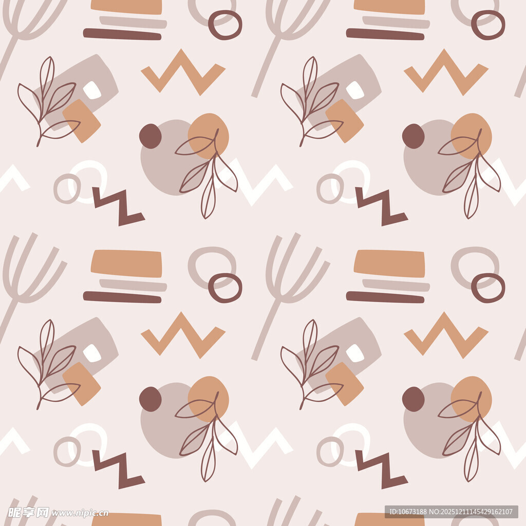 几何动植物图案无缝背景