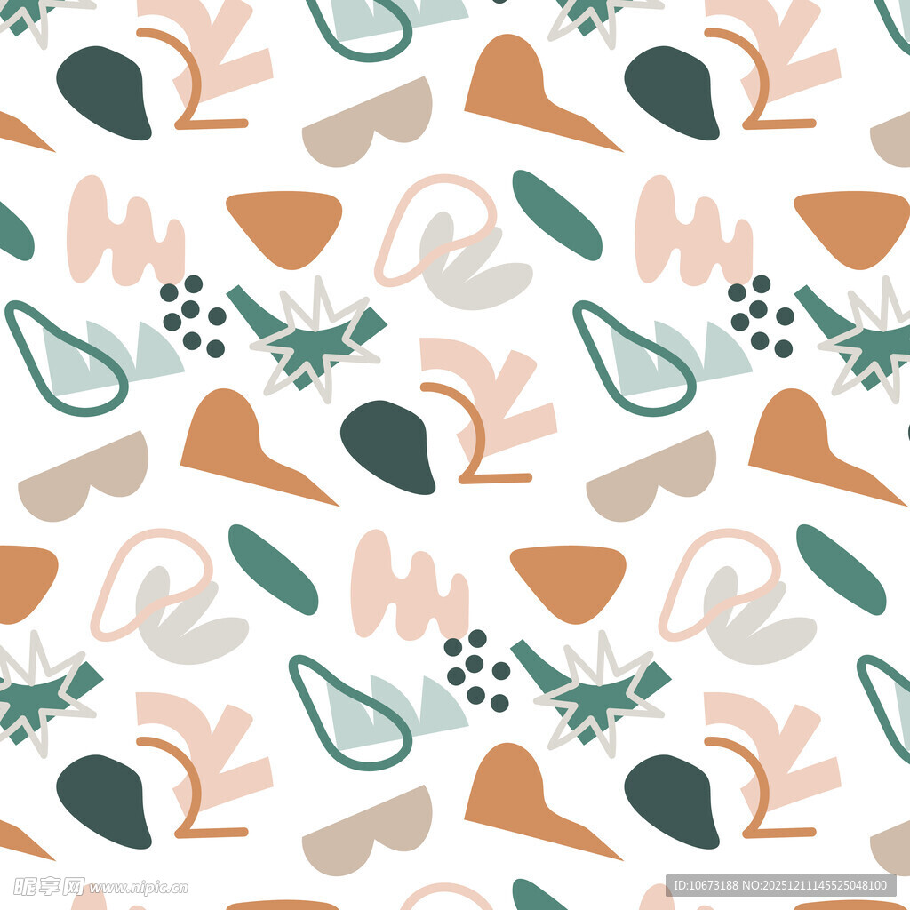 几何植物图案无缝背景图