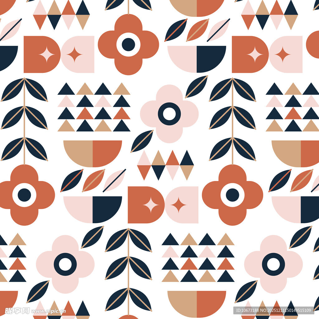 几何花卉图案无缝背景