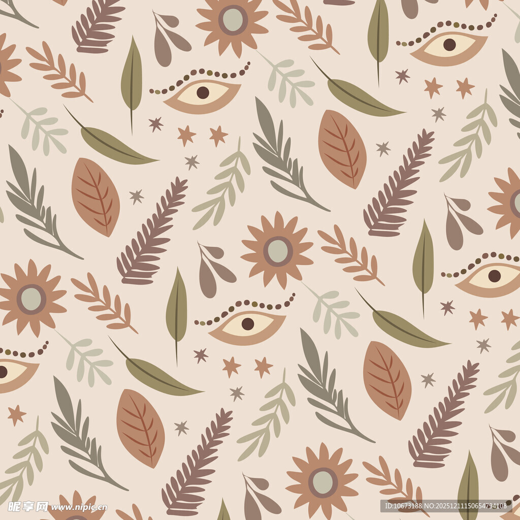 波西米亚风花卉眼睛图案