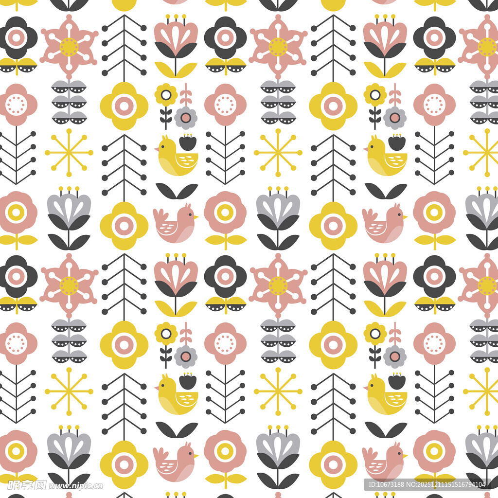 几何花卉图案无缝背景