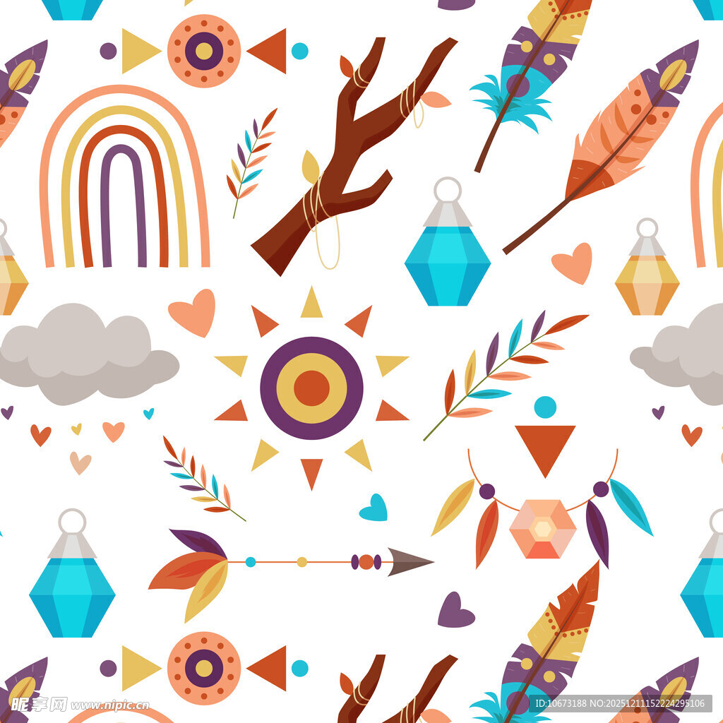 波西米亚风多彩图案元素