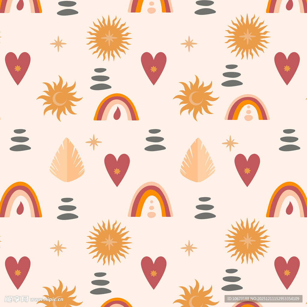 多彩爱心太阳图案背景